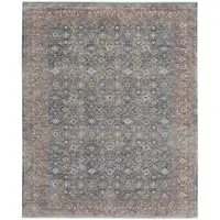 Photo of Blue And Red Floral Power Loom Stain Resistant Area Rug