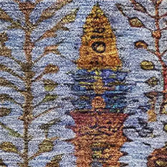 Blue And Red Floral Vines Washable Area Rug With UV Protection Photo 3