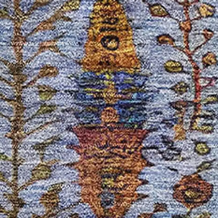 Blue And Red Floral Vines Washable Area Rug With UV Protection Photo 3