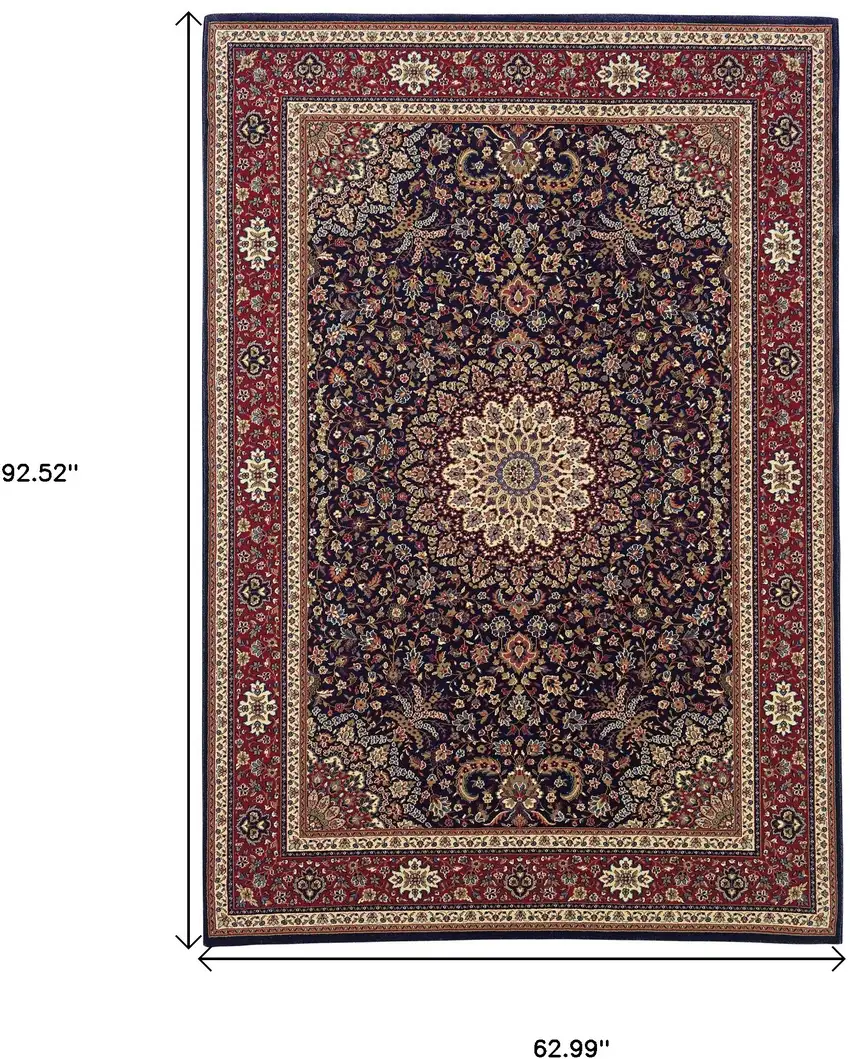 Blue And Red Oriental Area Rug Photo 3