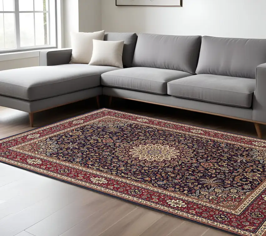 Blue And Red Oriental Area Rug Photo 1
