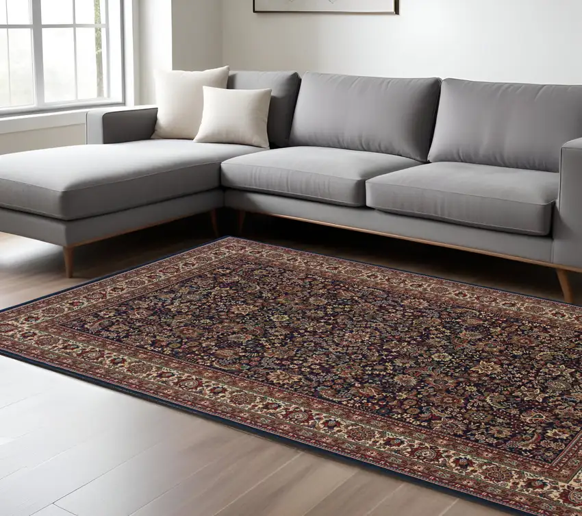 Blue And Red Oriental Area Rug Photo 1