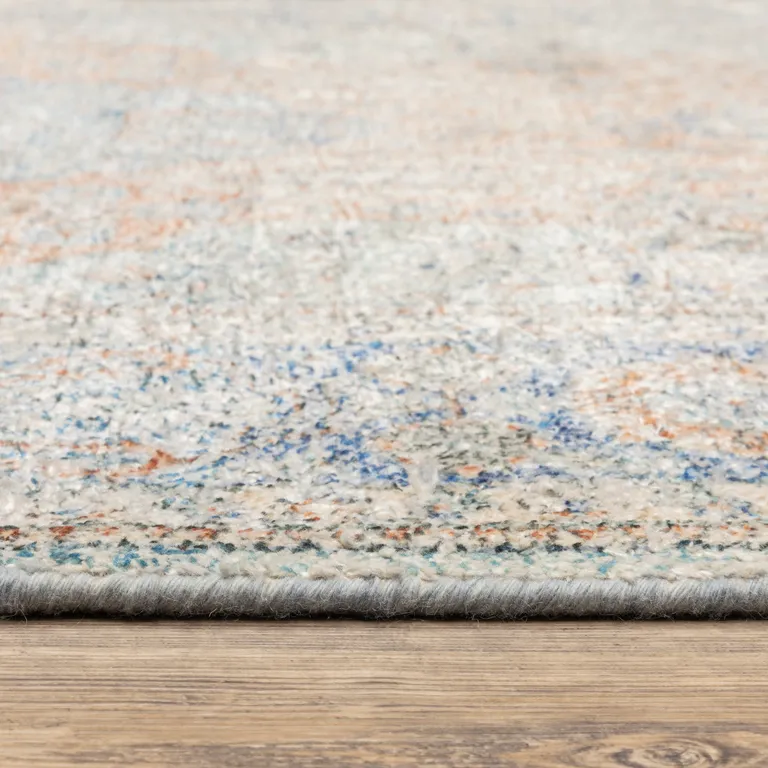 Blue And Red Oriental Hand Loomed Stain Resistant Area Rug With Fringe Photo 1