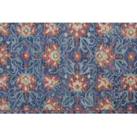 Photo of Blue And Red Wool Floral Hand Knotted Stain Resistant Area Rug