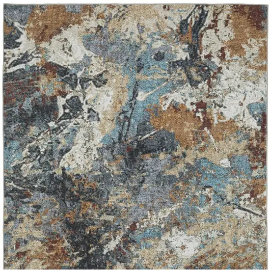 Blue And Rust Abstract Distressed Area Rug Photo 5