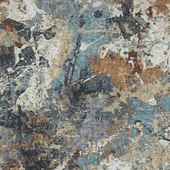 Blue And Rust Abstract Distressed Area Rug Photo 9