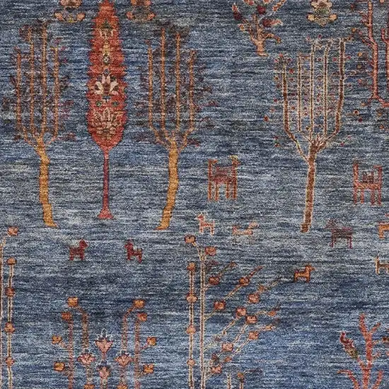 Blue And Rust Floral Washable Area Rug With UV Protection Photo 3