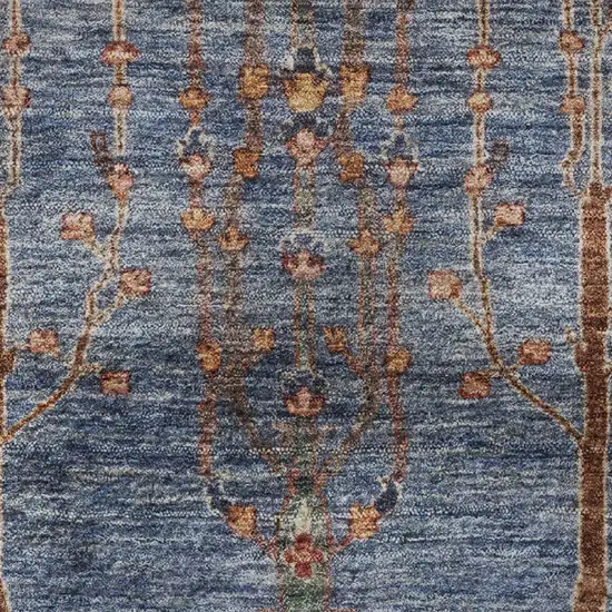 Blue And Rust Floral Washable Area Rug With UV Protection Photo 8