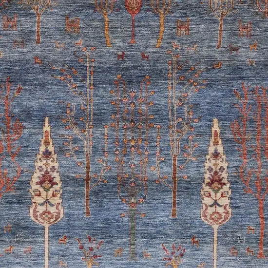 Blue And Rust Floral Washable Indoor Outdoor Area Rug Photo 4