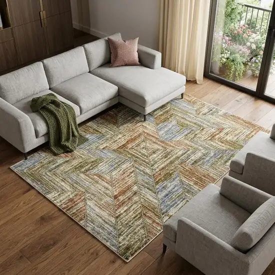 Blue And Rust Geometric Area Rug Photo 1