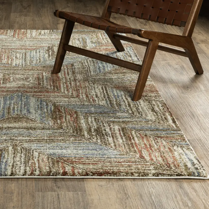Blue And Rust Geometric Area Rug Photo 5