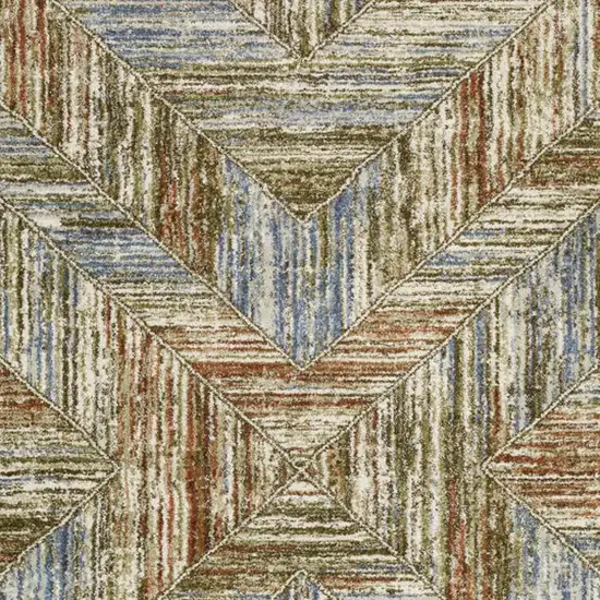Blue And Rust Geometric Area Rug Photo 3