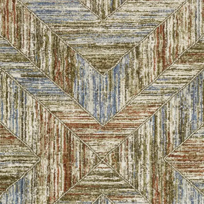 Blue And Rust Geometric Area Rug Photo 3