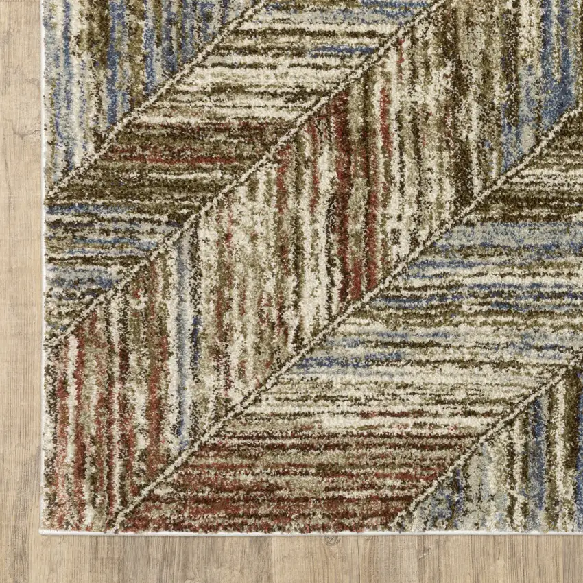 Blue And Rust Geometric Area Rug Photo 9