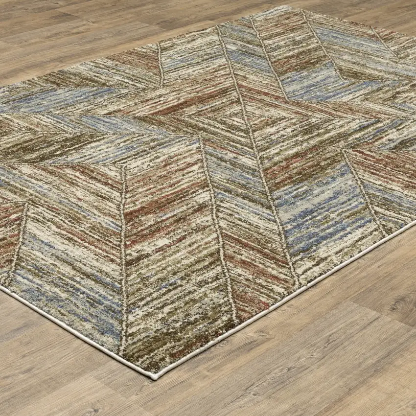 Blue And Rust Geometric Area Rug Photo 7