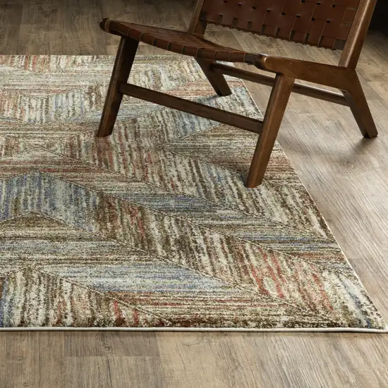 Blue And Rust Geometric Area Rug Photo 5