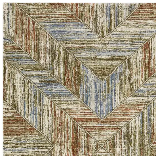 Blue And Rust Geometric Area Rug Photo 3