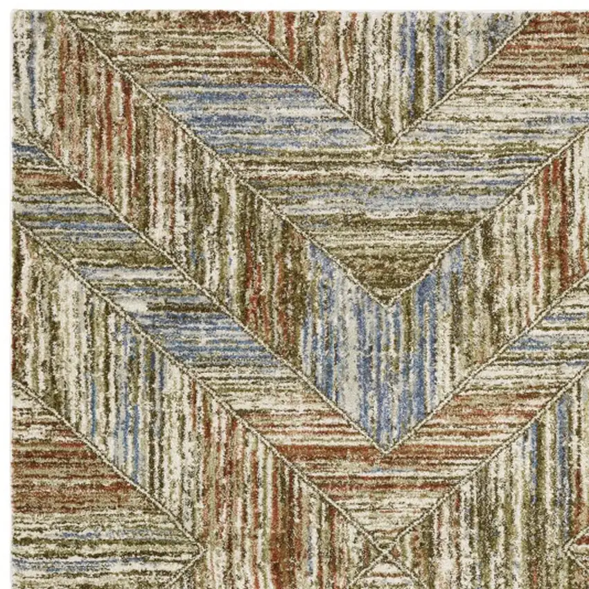Blue And Rust Geometric Area Rug Photo 3