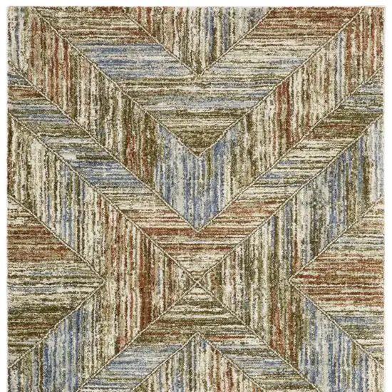 Blue And Rust Geometric Area Rug Photo 4