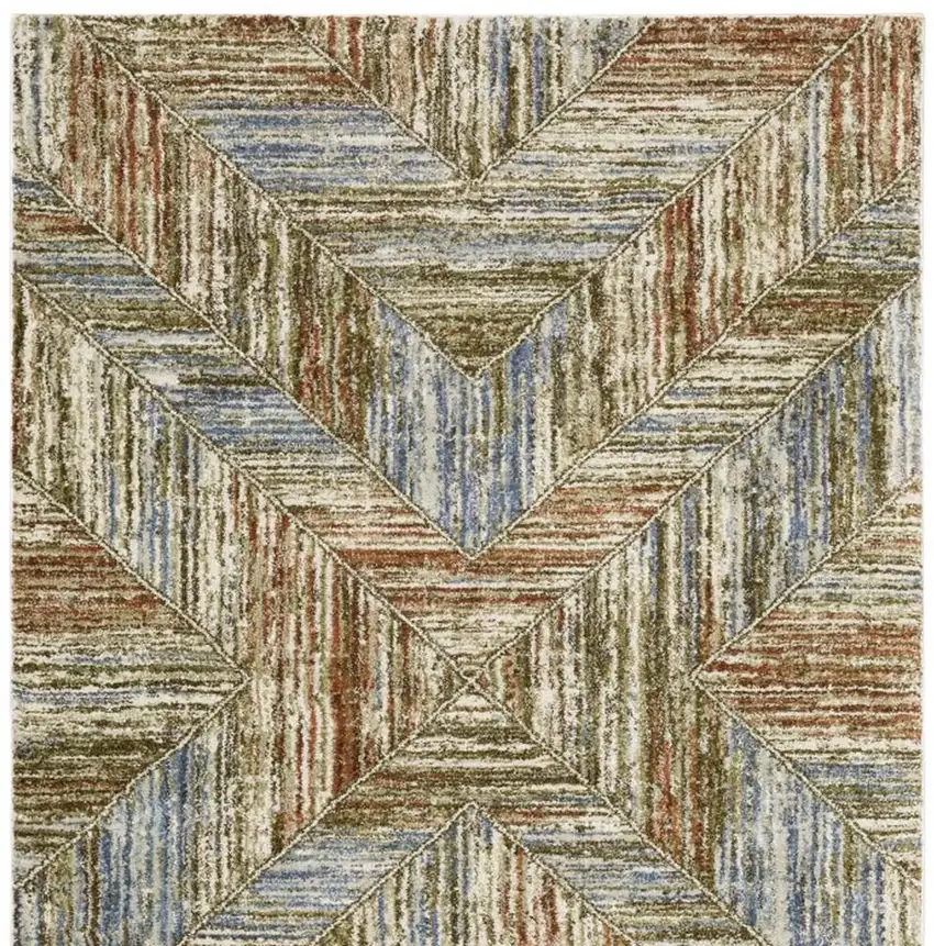 Blue And Rust Geometric Area Rug Photo 4
