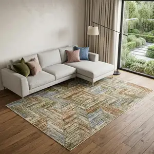 Photo of Blue And Rust Geometric Area Rug