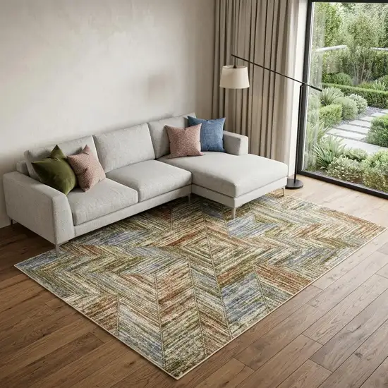 Blue And Rust Geometric Area Rug Photo 1