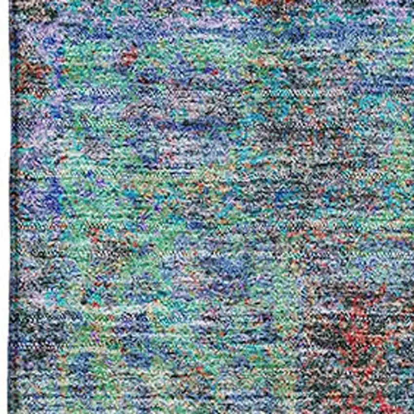 Blue And Rust Medallion Washable Area Rug With UV Protection Photo 3