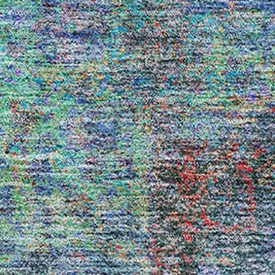 Blue And Rust Medallion Washable Area Rug With UV Protection Photo 3