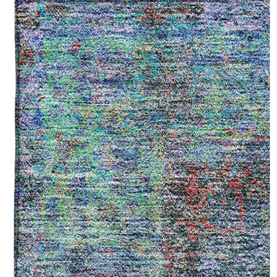 Blue And Rust Medallion Washable Area Rug With UV Protection Photo 3