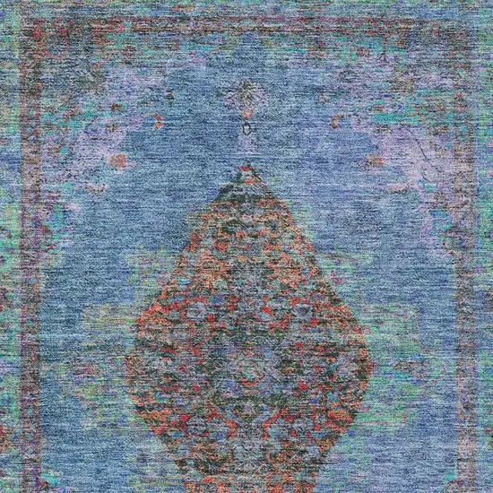 Blue And Rust Medallion Washable Indoor Outdoor Area Rug Photo 7