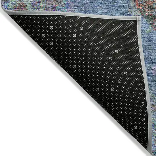 Blue And Rust Medallion Washable Indoor Outdoor Area Rug Photo 8