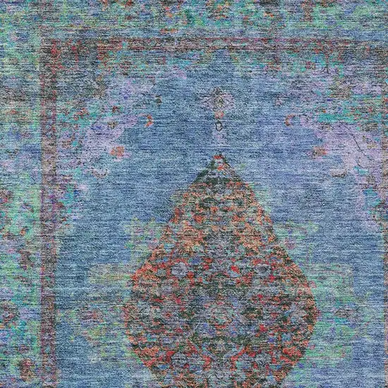 Blue And Rust Medallion Washable Indoor Outdoor Area Rug Photo 3