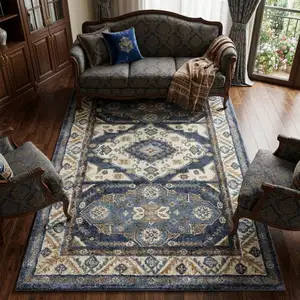 Photo of Blue And Rust Oriental Area Rug