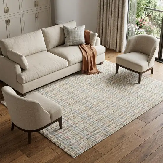 Blue And Rust Plaid Area Rug Photo 1
