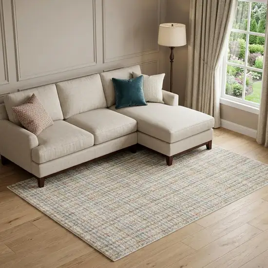 Blue And Rust Plaid Area Rug Photo 1