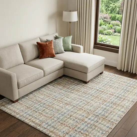 Blue And Rust Plaid Area Rug Photo 1