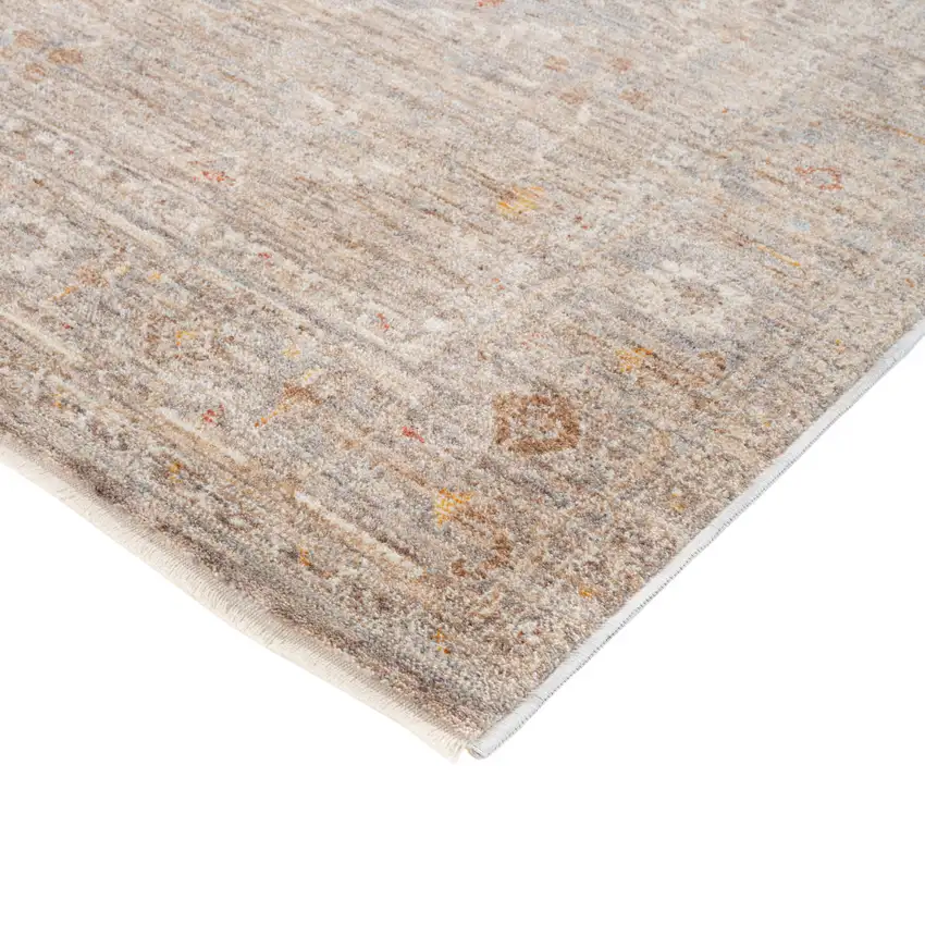 Blue And Sand Floral Medallion Runner Rug With Fringe Photo 7