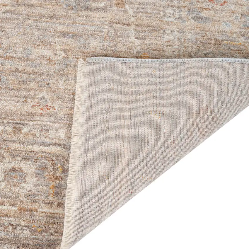 Blue And Sand Floral Medallion Runner Rug With Fringe Photo 8