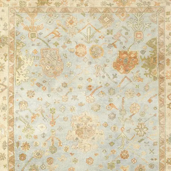 Blue And Sand Wool Oriental Hand Knotted Area Rug Photo 4