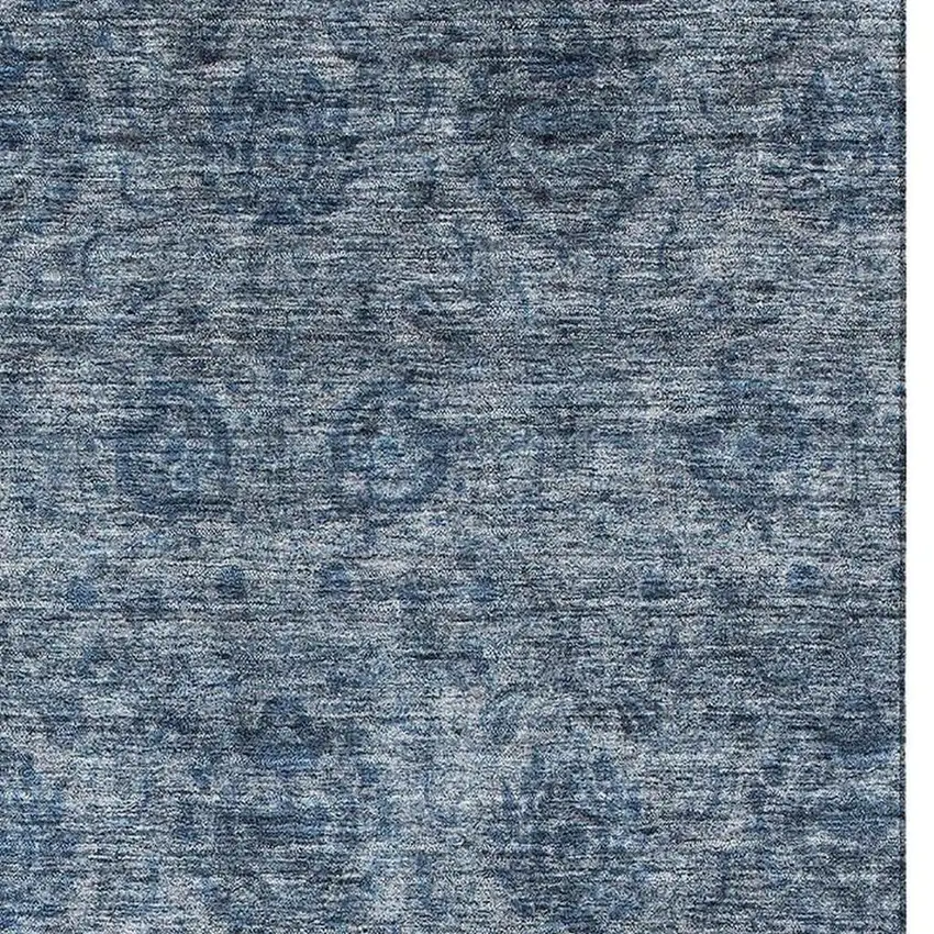 Blue And Silver Abstract Washable Area Rug With UV Protection Photo 5