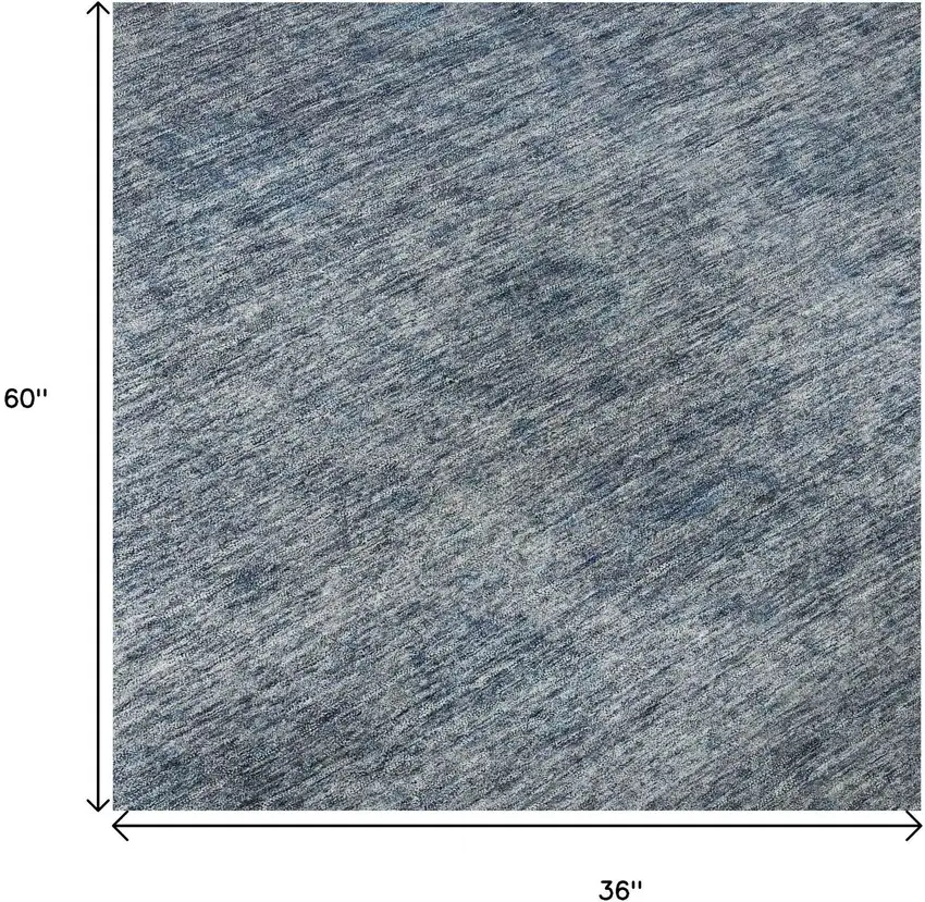 Blue And Silver Abstract Washable Area Rug With UV Protection Photo 9