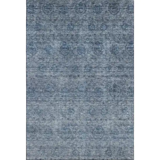 Blue And Silver Abstract Washable Area Rug With UV Protection Photo 5