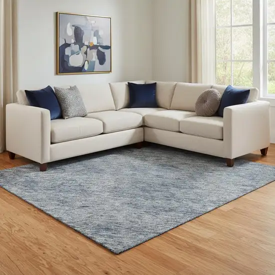 Blue And Silver Abstract Washable Area Rug With UV Protection Photo 2