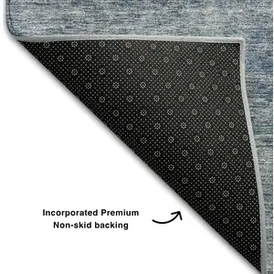Photo of Blue And Silver Abstract Washable Area Rug With UV Protection