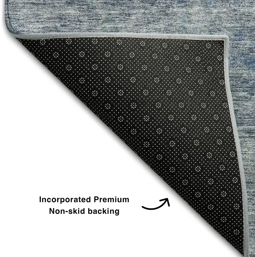 Blue And Silver Abstract Washable Area Rug With UV Protection Photo 6