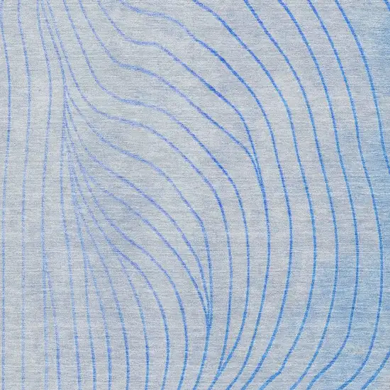 Blue And Silver Abstract Washable Area Rug With UV Protection Photo 3