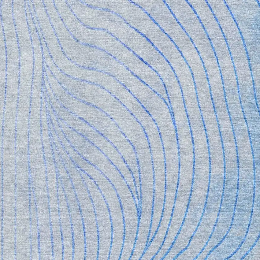 Blue And Silver Abstract Washable Area Rug With UV Protection Photo 3