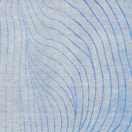 Blue And Silver Abstract Washable Area Rug With UV Protection Photo 3