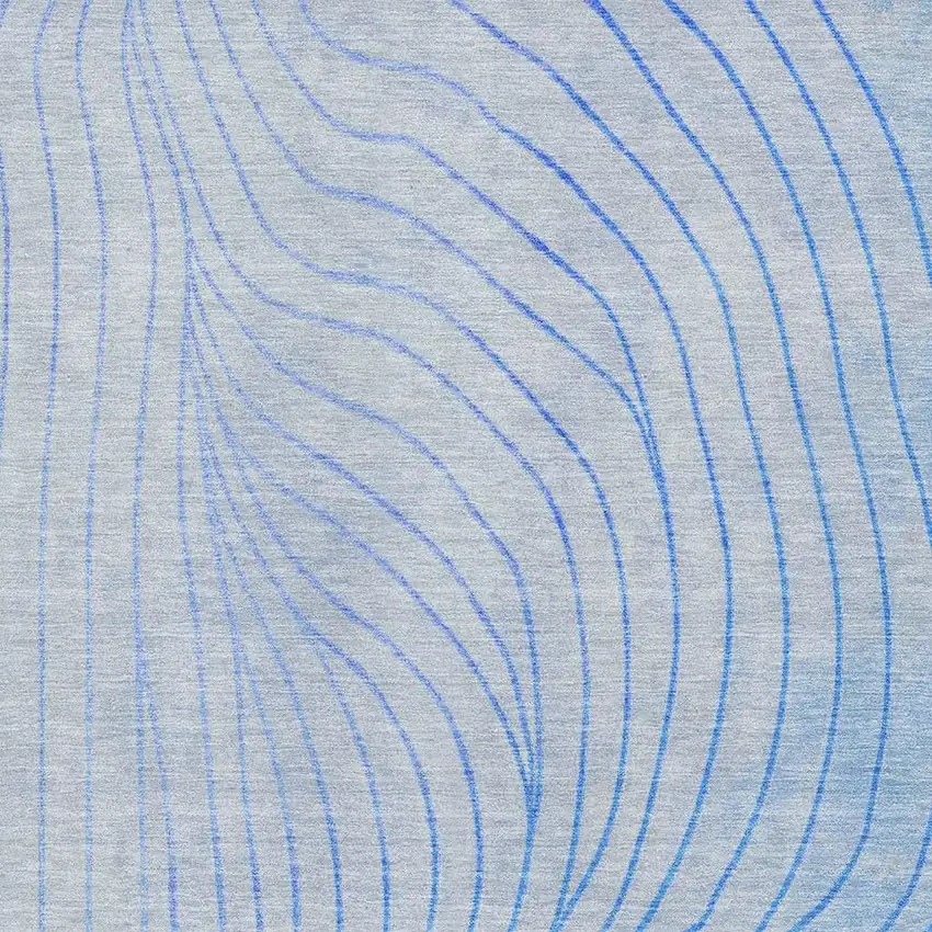 Blue And Silver Abstract Washable Area Rug With UV Protection Photo 3