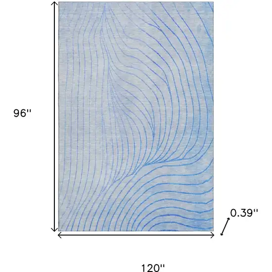 Blue And Silver Abstract Washable Area Rug With UV Protection Photo 9